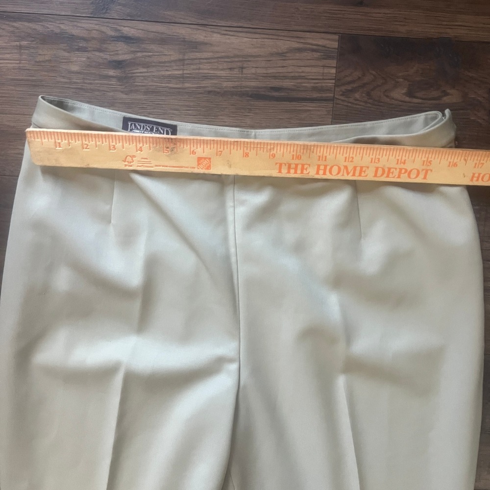 Lands' End Women's Beige Tan Dress Slacks Pleated Wool Pants Size 14 P - Picture 5 of 7